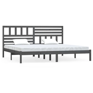 vidaXL Cadre de lit Gris Bois de pin massif 200x200 cm pas cher
