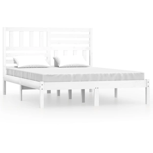 vidaXL Cadre de lit Blanc Bois de pin massif 140x200 cm pas cher