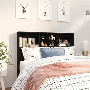 vidaXL Armoire de tête de lit Noir 120x19x103,5 cm pas cher
