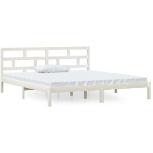 vidaXL Cadre de lit Blanc Bois de pin massif 140x190 cm pas cher