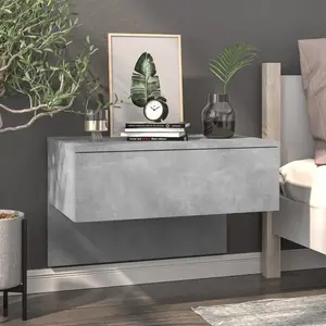 vidaXL Table de chevet murale Gris béton pas cher