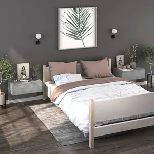 Comparateur de prix : vidaXL Tables de chevet murales 2 pcs Gris béton