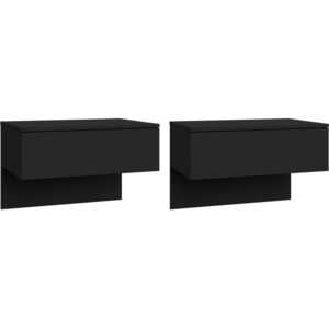 vidaXL Tables de chevet murales 2 pcs Noir pas cher