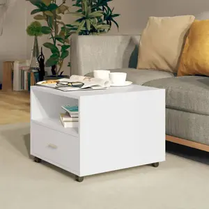 vidaXL Table basse blanc 55x55x40 cm bois d'ingénierie pas cher