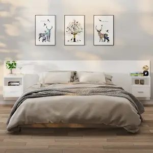 vidaXL Tables de chevet murales 2 pcs Blanc pas cher