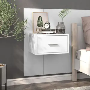 vidaXL Table de chevet murale Blanc pas cher