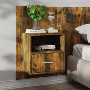 vidaXL Table de chevet murale Chêne fumé pas cher