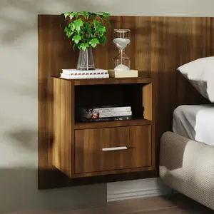 vidaXL Table de chevet murale Chêne marron pas cher
