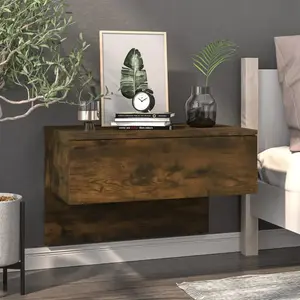 vidaXL Table de chevet murale Chêne fumé pas cher