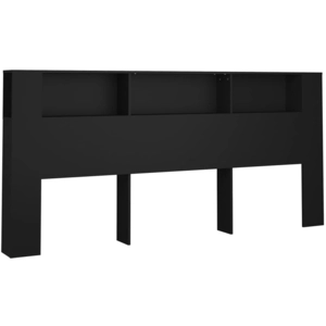vidaXL Armoire de tête de lit Noir 220x18,5x104,5 cm pas cher