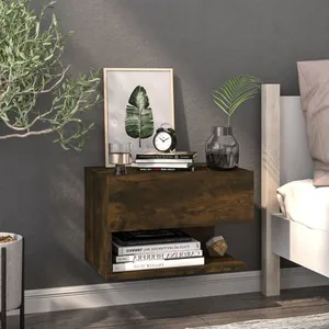 vidaXL Table de chevet murale Chêne fumé pas cher