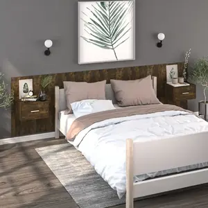 vidaXL Tables de chevet murales 2 pcs Chêne fumé pas cher