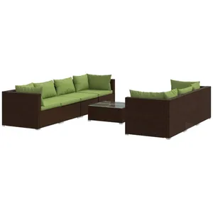 vidaXL Salon de jardin 8 pcs avec coussins résine tressée marron pas cher