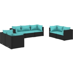 vidaXL Salon de jardin 7 pcs avec coussins Résine tressée Noir pas cher