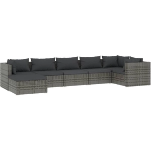 vidaXL Salon de jardin 8 pcs avec coussins Résine tressée Gris pas cher