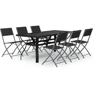 vidaXL Ensemble de salle à manger de jardin 7 pcs Gris et noir pas cher