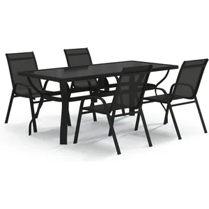 vidaXL Ensemble à manger de jardin 5 pcs Noir pas cher