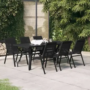 vidaXL Ensemble à manger de jardin 7 pcs Noir pas cher