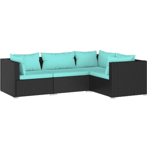 vidaXL Salon de jardin 5 pcs avec coussins Résine tressée Noir pas cher