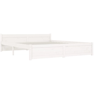 vidaXL Cadre de lit Blanc Bois massif 150x200 cm Très grand pas cher