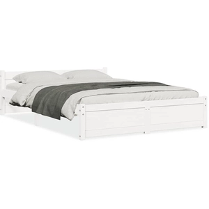 vidaXL Cadre de lit Blanc Bois massif 140x200 cm pas cher