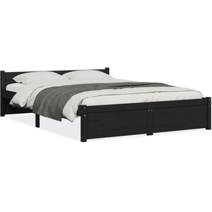 vidaXL Cadre de lit Noir Bois massif 140x190 cm pas cher