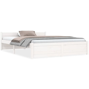 vidaXL Cadre de lit Blanc Bois massif 140x190 cm pas cher
