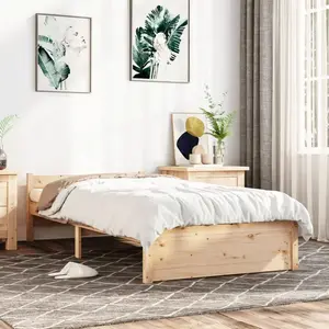 vidaXL Cadre de lit bois massif 75x190 cm petit simple pas cher