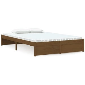 vidaXL Cadre de lit Marron miel Bois massif 120x190 cm Petit Double pas cher