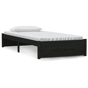 vidaXL Cadre de lit Noir Bois massif 120x190 cm Petit double pas cher