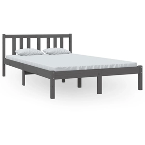 vidaXL Cadre de lit Gris Bois massif 140x200 cm pas cher