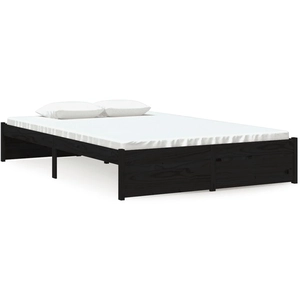 vidaXL Cadre de lit Noir Bois massif 140x190 cm