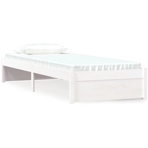 vidaXL Cadre de lit Blanc Bois massif 75x190 cm Petit simple pas cher