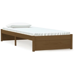 vidaXL Cadre de lit Marron miel Bois massif 75x190 cm Petit simple pas cher