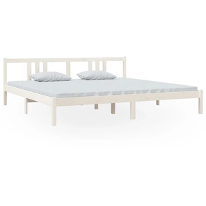 vidaXL Cadre de lit Blanc Bois massif 200x200 cm pas cher