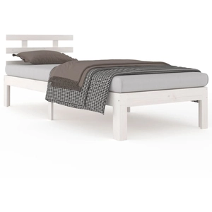 vidaXL Cadre de lit Blanc Bois massif 100x200 cm pas cher