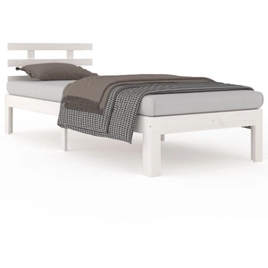 vidaXL Cadre de lit Blanc Bois massif 75x190 cm Petit simple pas cher