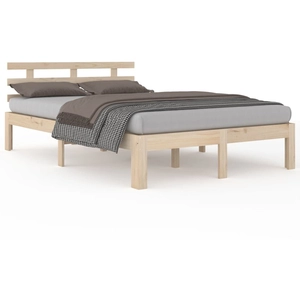 vidaXL Cadre de lit bois massif 135x190 cm double pas cher