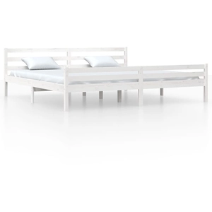 vidaXL Cadre de lit Blanc Bois massif 200x200 cm pas cher