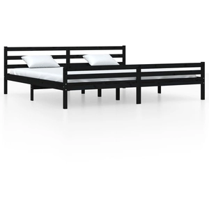 vidaXL Cadre de lit Noir Bois massif 200x200 cm pas cher