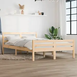 vidaXL Cadre de lit Bois massif 140x200 cm pas cher
