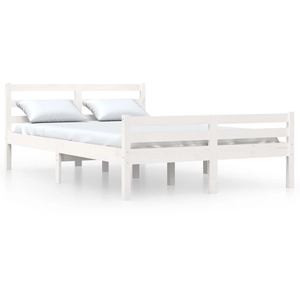 vidaXL Cadre de lit Blanc Bois massif 140x200 cm pas cher