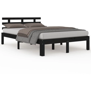 vidaXL Cadre de lit Noir Bois massif 200x200 cm pas cher