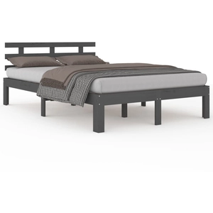 vidaXL Cadre de lit Gris Bois massif 200x200 cm pas cher