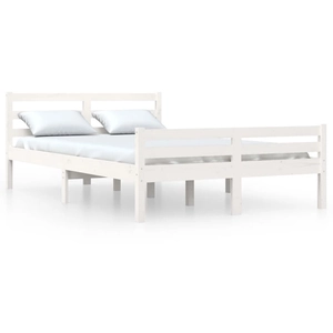 vidaXL Cadre de lit Blanc Bois massif 150x200 cm Très grand pas cher