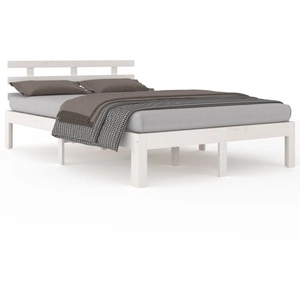 vidaXL Cadre de lit Blanc Bois massif 160x200 cm pas cher