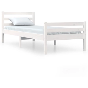 vidaXL Cadre de lit Blanc Bois massif 100x200 cm pas cher