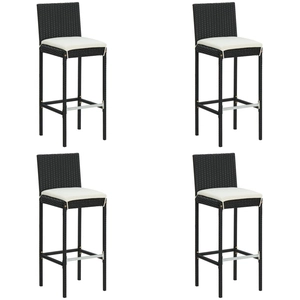 vidaXL Tabourets de bar de jardin et coussins lot de 4 résine tressée pas cher