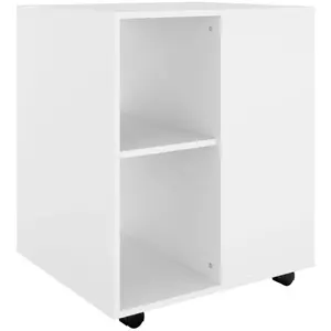vidaXL Vidaxl Armoire À Roulettes Blanc 60x53x72 Cm Bois D'ingénierie pas cher