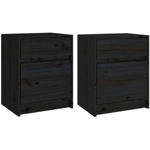 vidaXL Tables de chevet 2 pcs Noir 40x31x50 cm Bois de pin massif pas cher